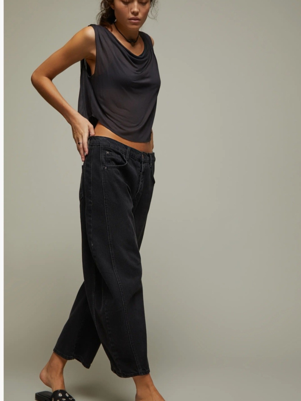 VENUS Dark Blue High Rise Wide Leg Raw Hem Jeans Size 12
